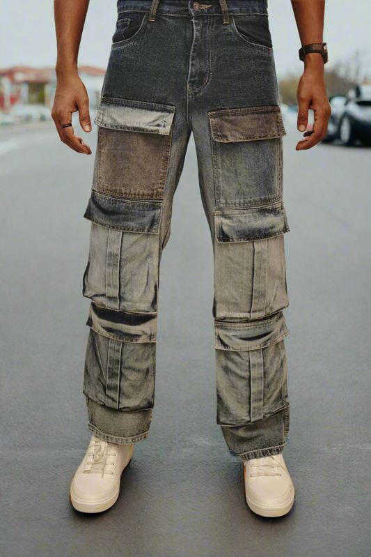 Deconstructed Cargo denim jeans