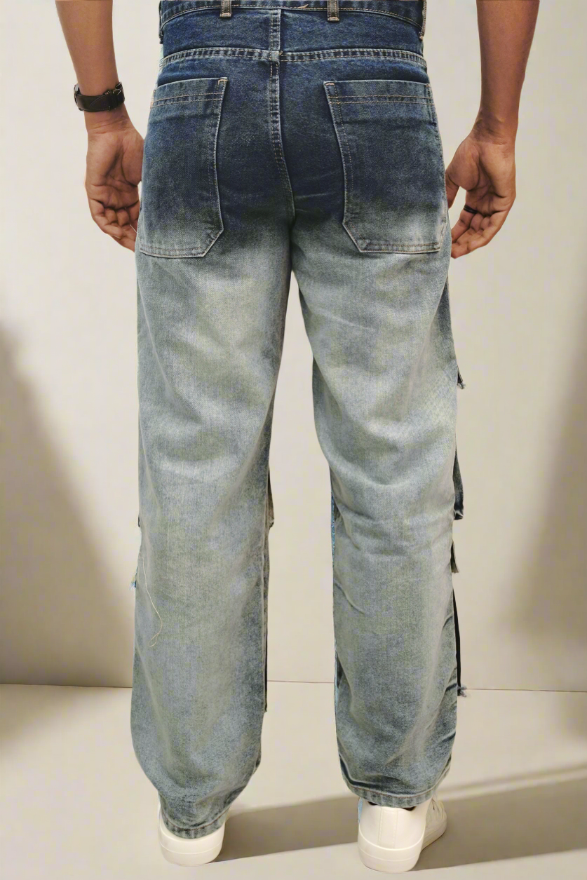 Deconstructed Cargo denim jeans